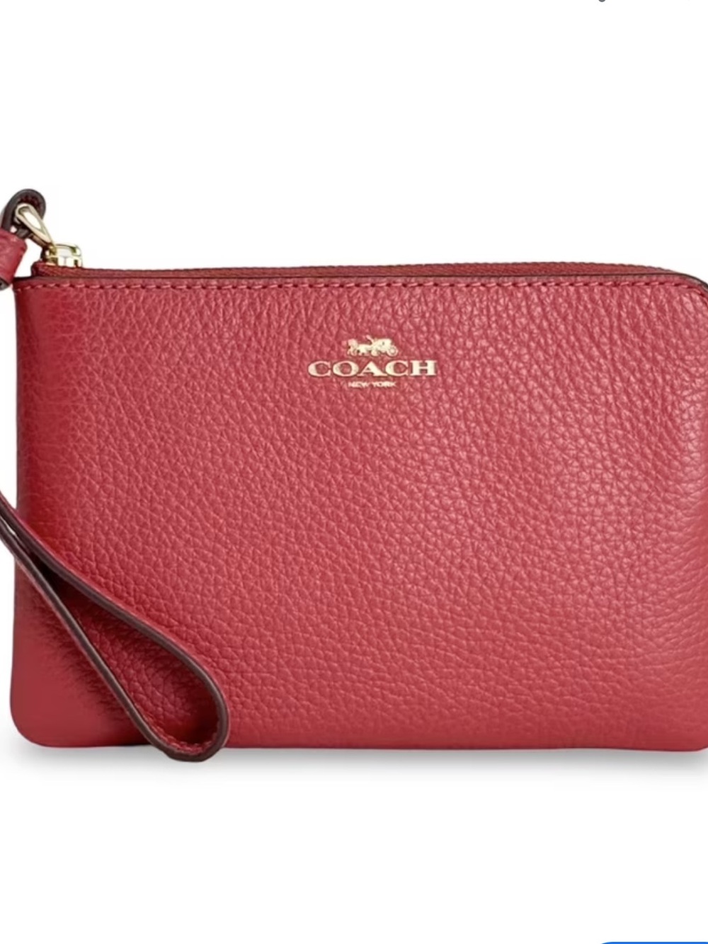 Coach Pebbled Leather Corner Zip Wristlet